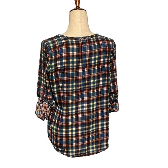 Forever 21 Plaid V-Neck Button Down Shirt XS - Picture 7 of 8